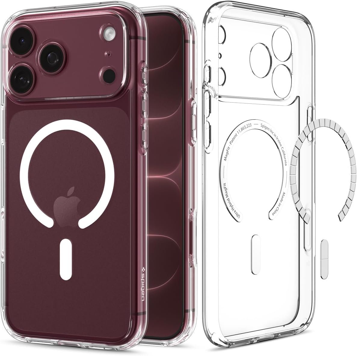 Spigen Ultra Hybrid MagFit Case for iPhone 17 Pro, Clear White
