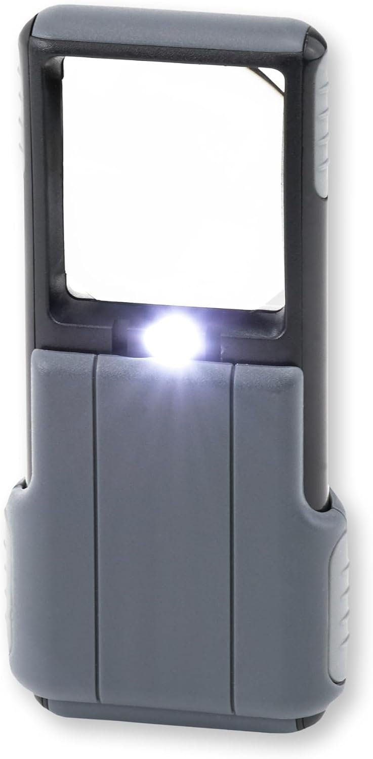 Carson MiniBrite PO-55 5x LED Lighted Slide-Out Aspheric Magnifier, Gray