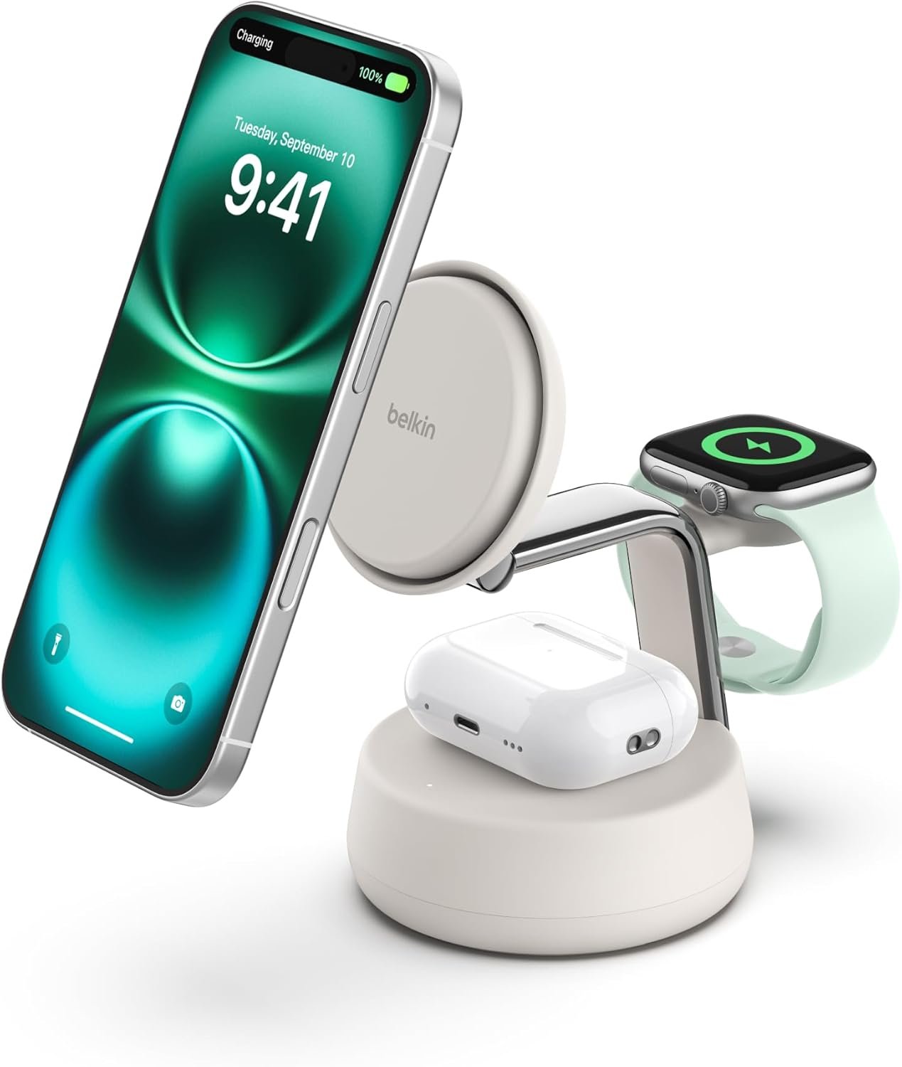 Belkin Qi2.2 25W 3-in-1 Wireless Charger for iPhone, Apple Watch and AirPods