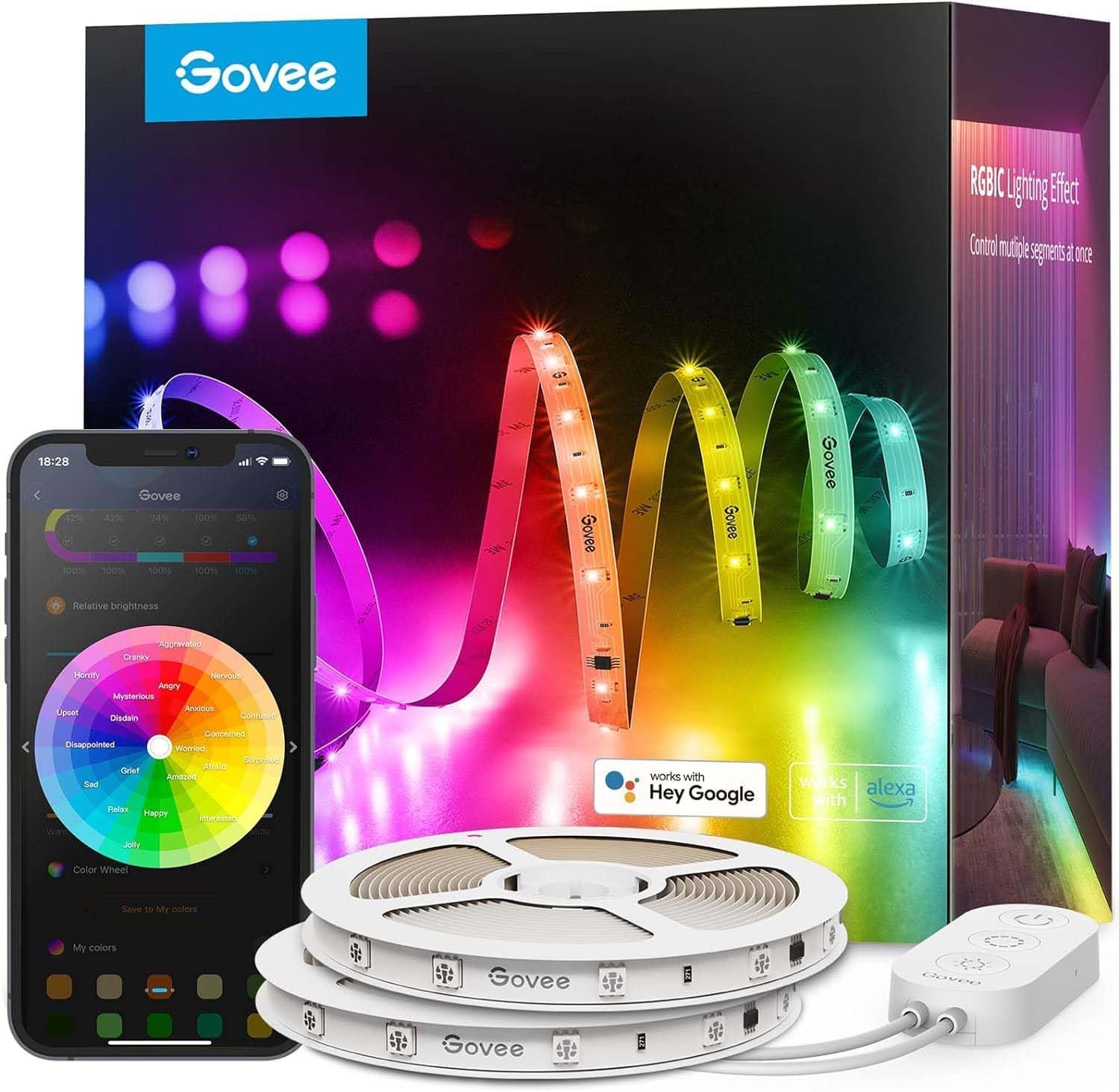 Govee 100ft RGBIC LED Strip Lights with WiFi App Control