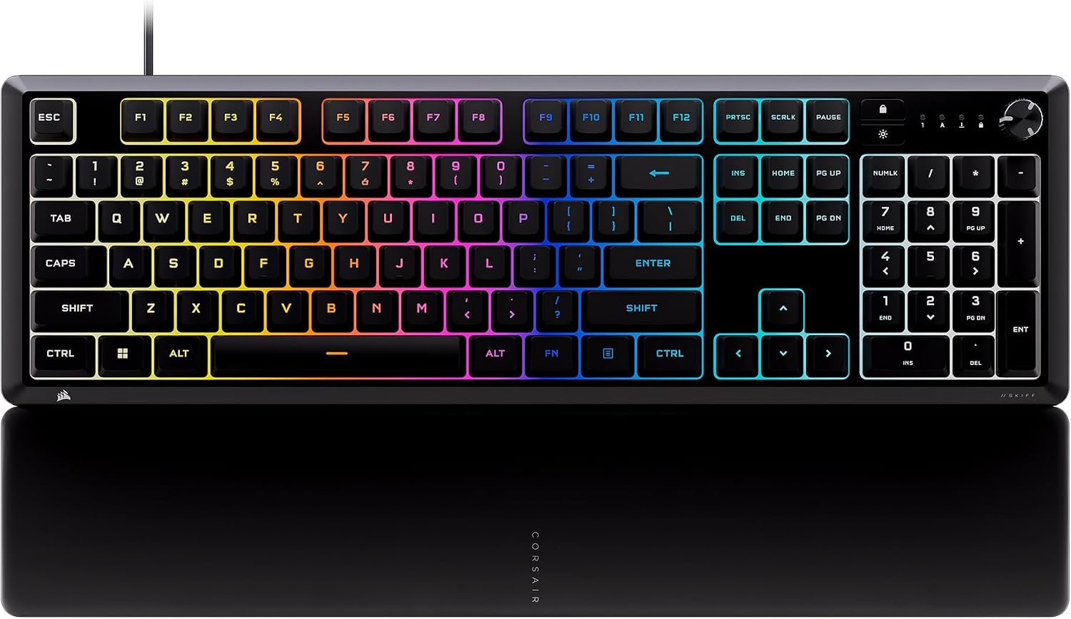 Corsair Skiff 100 Quiet RGB Wired Gaming Keyboard, Black