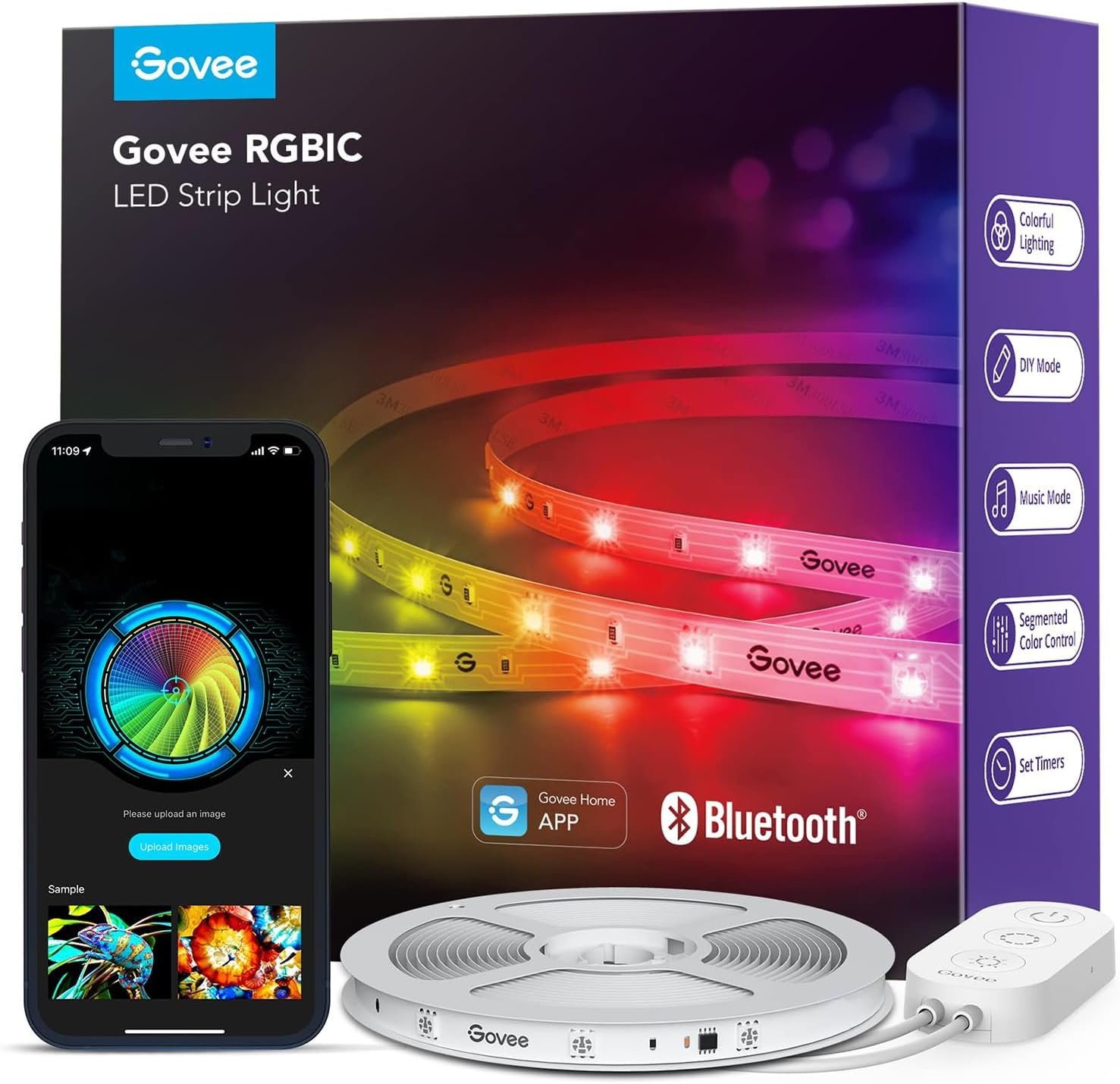 Govee 32.8ft RGBIC LED Strip Lights, Bluetooth App Control
