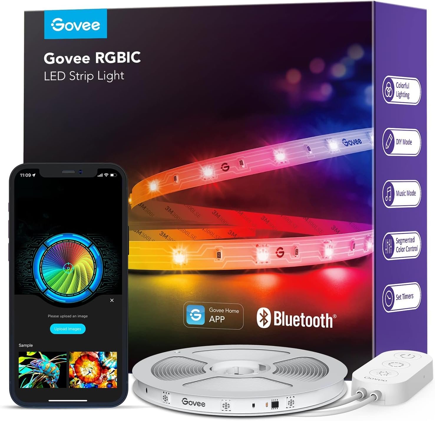 Govee 16.4ft RGBIC LED Strip Lights, Bluetooth App Control